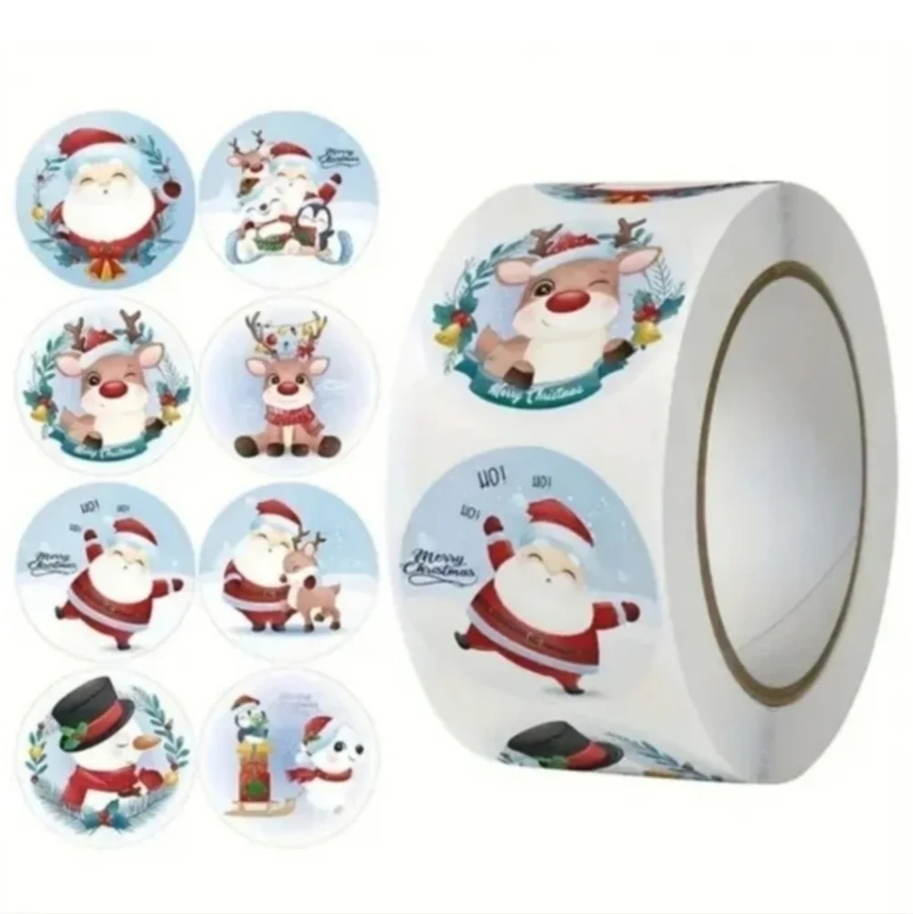 500 Pieces Roll Christmas Sealing Sticker